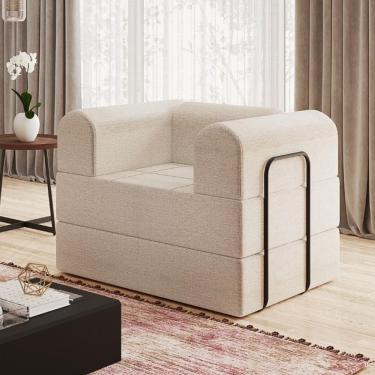 Imagem de Poltrona Solteiro D-plus 90 Cm Monaco - Linho Bege Linho Bege