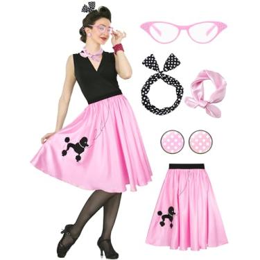 Imagem de CICOCI Fantasia feminina Sock Hop dos anos 50, saias Poodle para mulheres, fantasias dos anos 50, acessórios e fantasias de Halloween