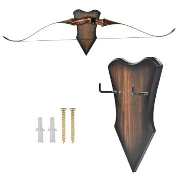 Imagem de SPG Suporte de parede com arco para tiro com arco - Suporte de exibição de arco horizontal ajustável para arco recurvo composto arco longo economia de espaço comporta até 5,9 kg (grande)