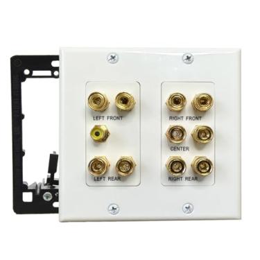 Imagem de DIYTECH Placa de parede para alto-falante 5.1, Home Theater, 1 RCA, postes de encadernação banhados a ouro