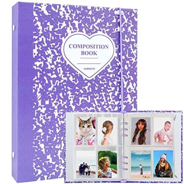 Imagem de SZHTSWU Álbum De Fotos Kpop Com Fichário A5, 20 Capas Internas 7,6 Cm Para Fotos, Folhas Soltas, Recarregável, 6 Argolas, Capa Estampa Pedras, Suporte Cartões Roxo