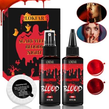 Imagem de LOKFAR Kit De Maquiagem Com Sangue Falso Para Halloween, Spray 50 Ml + Sabonete Limpeza Gotejamento, Lavável Roupas, Rosto, Zumbi, Monstro, Vampiro, Cosplay, Efeitos Especiais (Escuro E Fresco)