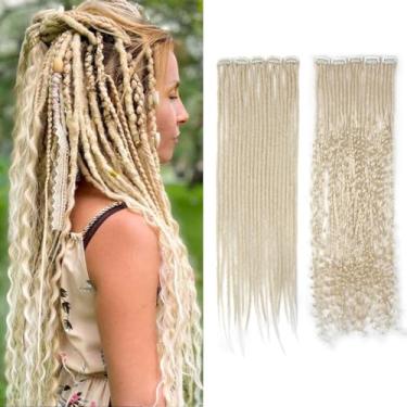 Imagem de Sangtok 10 Extensões De Dreadlock Mistas Com Clipe, Dreads Sintéticos Finos E Lisos 24" Para Mulheres Brancas, 613#