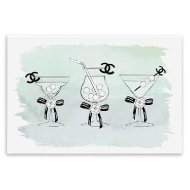 Imagem de Stupell Industries Design artístico de placa de parede de bebidas de marca de moda elegante por Martina Pavlova, 48 x 33