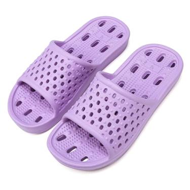 Imagem de Sandália de banho feminina e masculina com chinelo para banho e piscina antiderrapante de secagem rápida da Clootess, Purple .2, 8 Women/6 Men