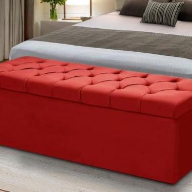 Imagem de Baú Queen Para Quarto: Cama Box em Madeira com Estofamento (Vermelho)