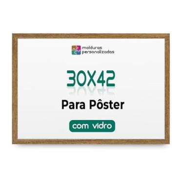 Imagem de Moldura 30x42 com Vidro Quadro A3 Parede Poster Certificado Diploma Arte Proteção (Cru)