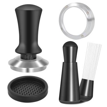 Imagem de Reoszeank Kit de acessórios de café expresso de 58 mm, tamper calibrado com mola, ferramenta WDT e conjunto de funil de dosagem serve para máquinas de café expresso Breville de 58 mm e filtro portátil