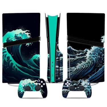 Imagem de Adesivo de película compatível com console de disco PS5 Pro, capa protetora de vinil para controle sem fio (verde)