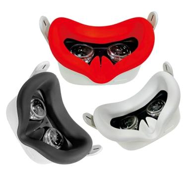 Imagem de OOAVR 3 peças de almofada facial de silicone VR para Meta/Oculus Quest 2, à prova d'água, antisujidade, acessórios de almofada facial VR (preto + cinza + vermelho)
