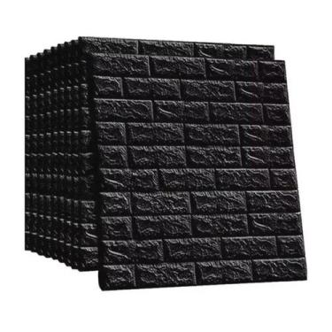 Imagem de Placa Painel 3d Preto Pvc Tijolinho Alto Relevo 77x70 - Dekor