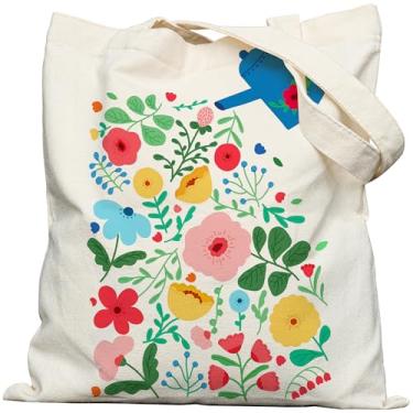 Imagem de METALPHA Sacola estética para mulheres e meninas - Sacola de lona estampada dupla face com fecho de pressão e bolso, Molas de água, One Size