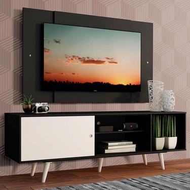 Imagem de Rack Dubai com Pés e Painel Tv até 58" Preto/branco Madesa