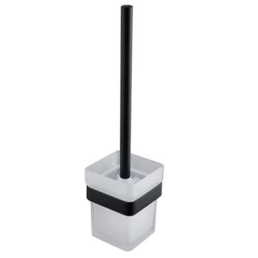 Imagem de Conjunto de acessórios para banheiro, preto fosco, aço inoxidável Sus304, suporte para papel, porta-escovas de dentes, toalheiro, prateleiras para banho (escova de vaso sanitário)