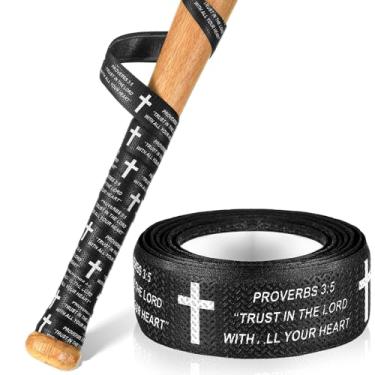 Imagem de Pushglossy Fitas de aderência de taco de beisebol Faith Cross 1,5 mm pré-cortadas e totalmente adesivas, fita de softball, antiderrapante para tacos de beisebol, substituição de fita de críquete