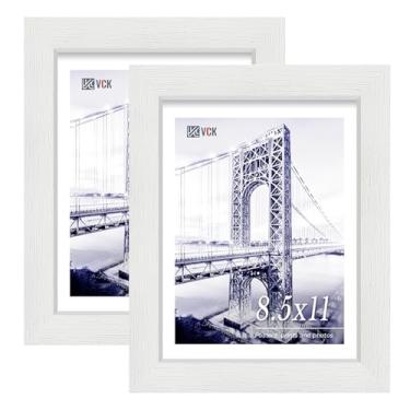 Imagem de VCK Moldura de certificado de 21 x 28 cm, madeira branca, 20 x 28 cm, molduras para documentos de diploma para parede e mesa, pacote com 2