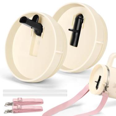 Imagem de Tampa de canudo dobrável de 1,134 g para copo Stanley Quencher H2.0, substituição de tampa à prova de vazamento para copo de 1,134 g, acessórios reutilizáveis à prova de derramamento (pacote com 2)