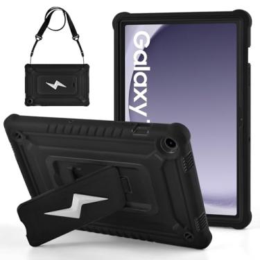 Imagem de DETUOSI Capa para Samsung Galaxy Tab A9+/A9 Plus 11 polegadas 2024/2023 (SM-X210/X216/X218), capa resistente à prova de choque resistente para Galaxy Tab A9 Plus com suporte e alça de ombro