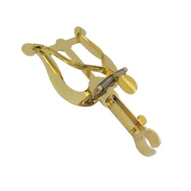 Imagem de TUOREN Lira de marcha de trompete chapeamento de metal para trompete francês clipe de partitura para banda de marcha iniciante praticando ouro 14 x 8,5 cm