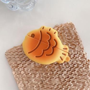 Imagem de Capa de fone de ouvido para AirPods 1/2, capa de silicone TPU macio em forma de biscoito de peixe Taiyaki Lucky Taiyaki Food Biscuit AirPods 1/2 capa protetora à prova de choque para fones de ouvido