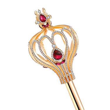 Imagem de JamingHG Royal Cross Christmas Scepter Magic Party Wand Pageant Costume Accessory（Gold-red）