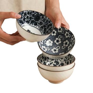 Imagem de Tigela de arroz de cerâmica colorida simples e requintada para uso doméstico japonês com resistência a altas temperaturas - estilo japonês
