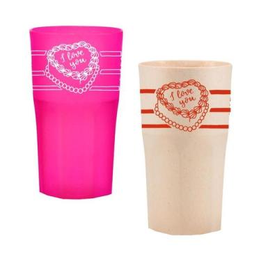 Imagem de Kit 2 Copos Roma 360mL Colecao AMOR I Love You - Bb Store