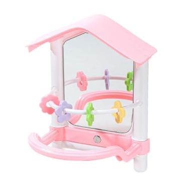 Imagem de Baoblaze Espelho para pássaros, brinquedos para pássaros, treinamento, exercício, decoração, balanço, brinquedo para com poleiro, suporte para conure, Rosa