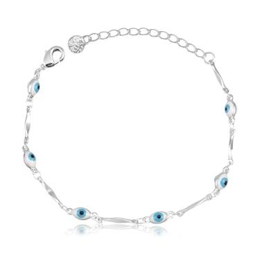 Imagem de Pulseira com Palitos Achatados e Detalhes de Olhos Gregos (17cm)