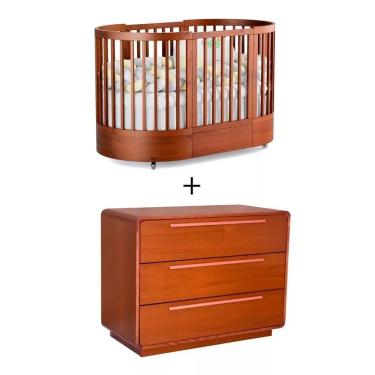 Imagem de Quarto Bebê Completo Com Berço E Cômoda Coleção Wave Divicar Mel
