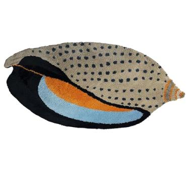 Imagem de lzteck Tapete de área bege Concha do mar | Ultramacio, lavável à máquina | Decoração de casa antiderrapante, quarto infantil, berçário | 1,5 x 0,7 m