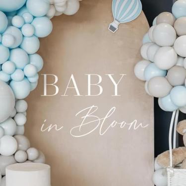Imagem de Decalque de parede Baby in Bloom - Decalques de arco de balão de festa de chá de bebê, suprimentos de festa revelação de gênero, decalque de fundo de arco de balão branco (bebê em flor branco)