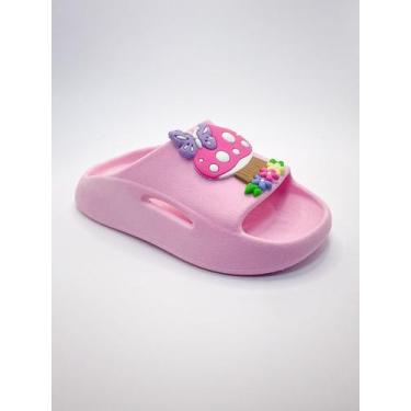 Imagem de Sandália Chinelo Slide Nuvem Menina Infantil com Cogumelo Borboleta Le