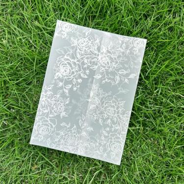 Imagem de Jaquetas de veludo para envelopes 12 x 18 cm para convites de casamento, kit de papel velino, mangas pré-dobradas, florais, flores silvestres, para artesanato, faça você mesmo