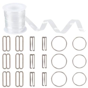 Imagem de GORGECRAFT 10,9 metros tiras elásticas transparentes 0,4 polegadas de largura faixa elástica leve ajuste sutiã alça de ombro rolo com 36 peças de gancho de liga metálica para roupas sociais costura