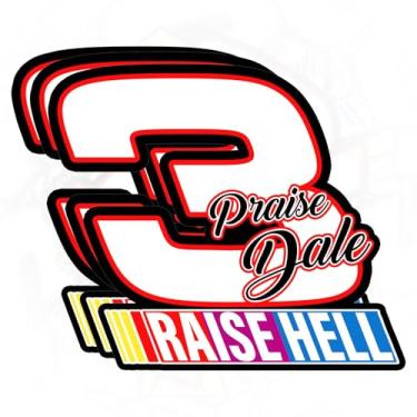 Imagem de 3 adesivos Raise Hell Praise Dale 3 adesivos de vinil à prova d'água para fãs de automobilismo corrida velocidade fora da lei país para garrafa de água copo capa de telefone laptop carros decoração de