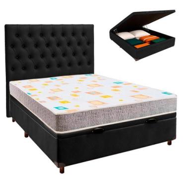 Imagem de Cama Box Bau + Colchão Casal D20 D20 Inducol + Cabeceira Estofada