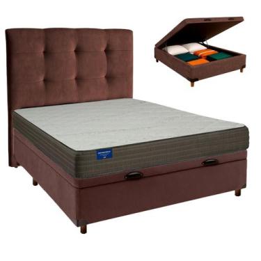 Imagem de Cama Box Bau + Colchão Casal D33 Orthotech Inducol + Cabeceira Estofad