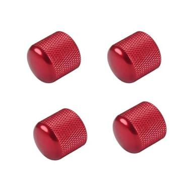 Imagem de TUOREN 4 Peças Botões De Guitarra Metal Cúpula Controle Volume Compatível Com Fender Telecaster Gibson Baixo Elétrico Reposição Vermelho