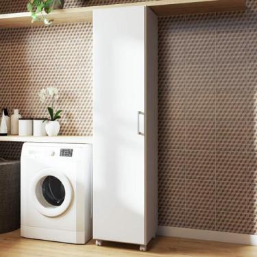 Imagem de Armário Multiuso para Lavanderia 44,5cm com 1 Porta e Rodízio BRV Móve
