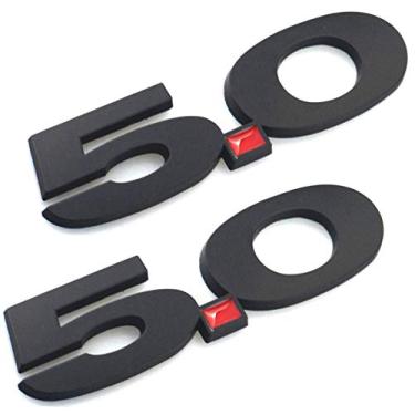 Imagem de 2 emblemas 5.0, adesivos adesivos decalque adesivos 3D Fender para Ford 2011-2017 Mustang GTEmbRoom preto EmbRoom