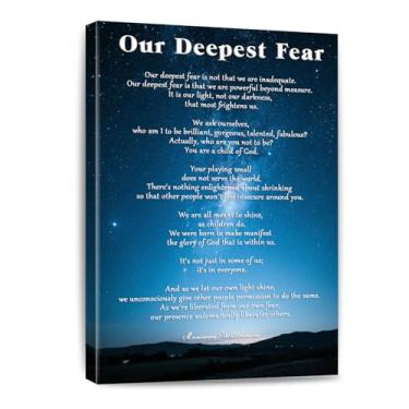 Imagem de Our Deepest Fear Quote Canvas Wall Art Inspirational Painting Print Motivational Poster Ready to Hang Home Office, Sala de Estar ou Espaço Pessoal Emoldurado 20 x 30 cm