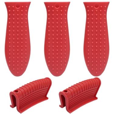 Imagem de HARSKIYER Capa de cabo de ferro fundido, pacote com 6, suportes de alça de panela de material resistente ao calor, capa antiderrapante para frigideiras de ferro fundido, frigideiras de metal, grelhas