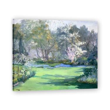 Imagem de Primavera, The Garden John Lavery Classic Realist Portrait & War Scene Canvas Art – Decoração de parede de arte irlandesa para casa 30 x 36 cm emoldurada