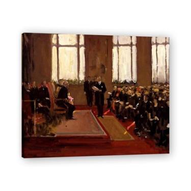 Imagem de Cerimônia de abertura da galeria de retratos John Lavery Classic Realist Portrait & War Scene Canvas Art – Decoração de parede de arte irlandesa para casa emoldurada 30 x 36 cm