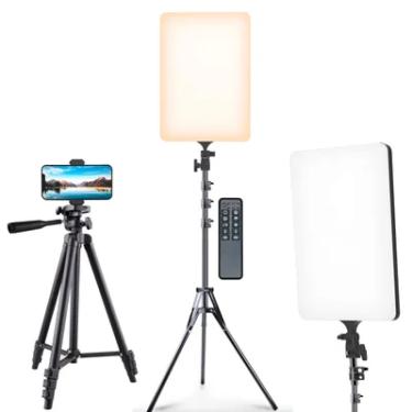 Imagem de Ring Light Profissional Iluminador Retangular 23x43cm 16" + Tripé Celular E Maquina Fotográfica 1,3m