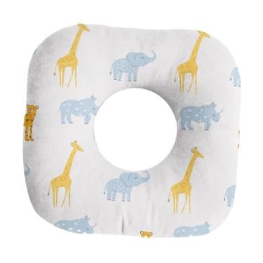 Imagem de WeiLaiKeQi Travesseiro para piercing de orelha, almofada para dormir lateral com furo, protetor auricular ergonômico para viagens, sofá, Girafa