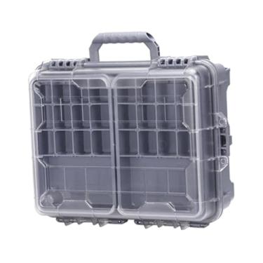 Imagem de Dynwave Caixa de peixe Tackle Box Recipiente portátil Multi Compartamentos Acessórios de Pesca Caixa Prática de 3 Camadas Casos de Lures com Handelim, Cinza