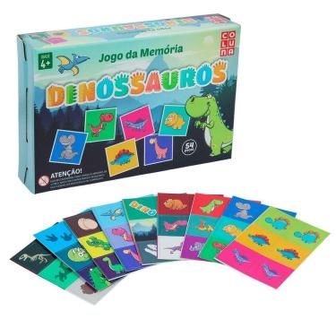 Imagem de Jogo da Memória 54 Cartas Dinossauros - Tudo em Caixa