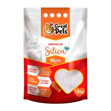 Imagem de Areia Higiênica Para Gatos Sílica Great Pets Fina 1,6kg